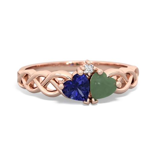 lab sapphire-jade celtic braid ring
