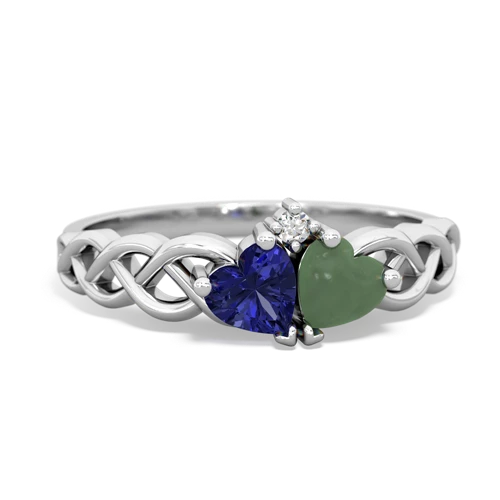lab sapphire-jade celtic braid ring