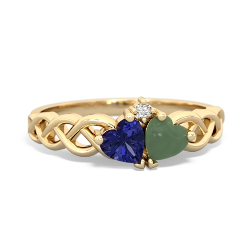 lab sapphire-jade celtic braid ring