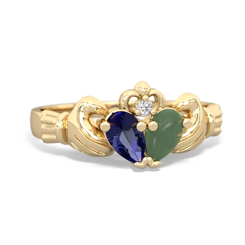 lab sapphire-jade claddagh ring