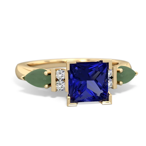 lab sapphire-jade engagement ring