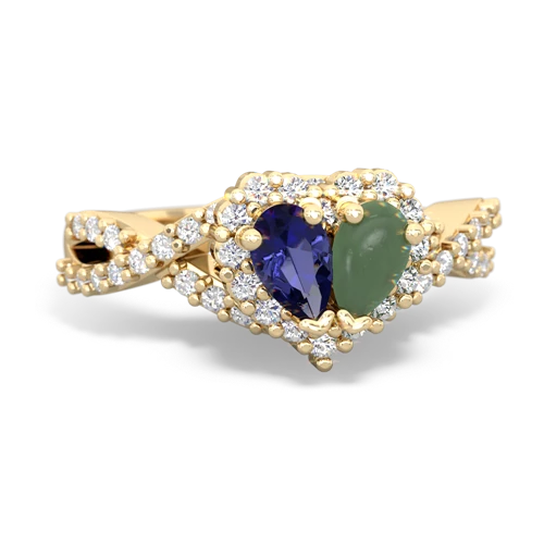 lab sapphire-jade engagement ring