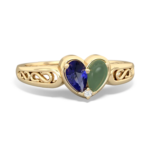 lab sapphire-jade filligree ring