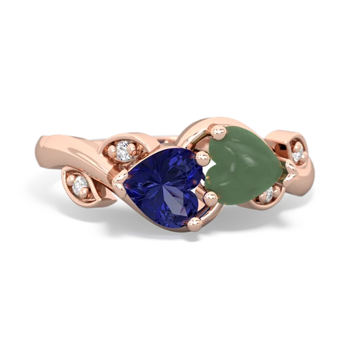 lab sapphire-jade floral keepsake ring