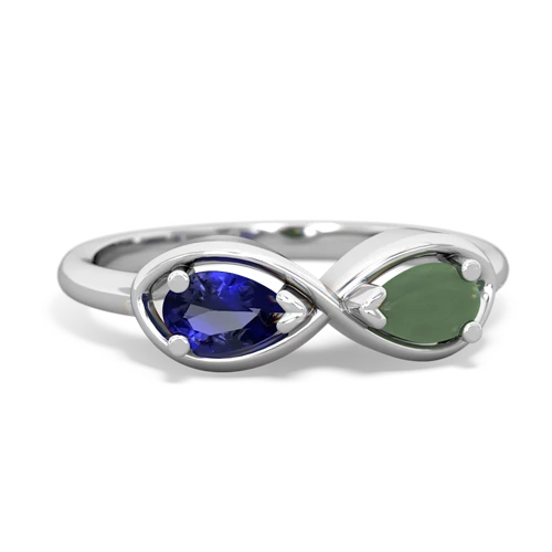 lab sapphire-jade infinity ring