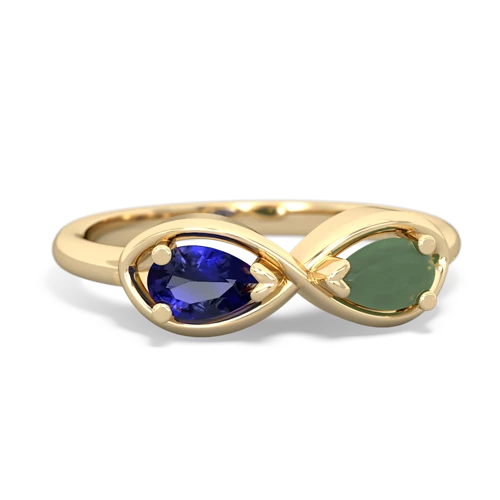 lab sapphire-jade infinity ring