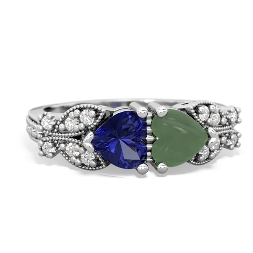 lab sapphire-jade keepsake butterfly ring