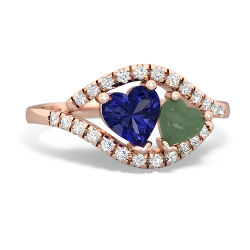 lab sapphire-jade mother child ring