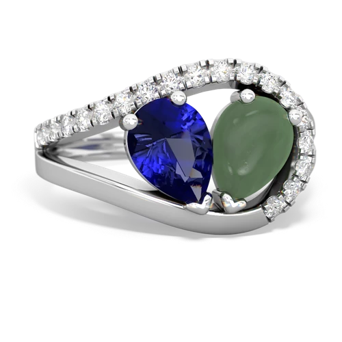 lab sapphire-jade pave heart ring