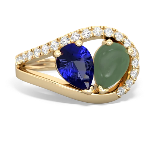 lab sapphire-jade pave heart ring