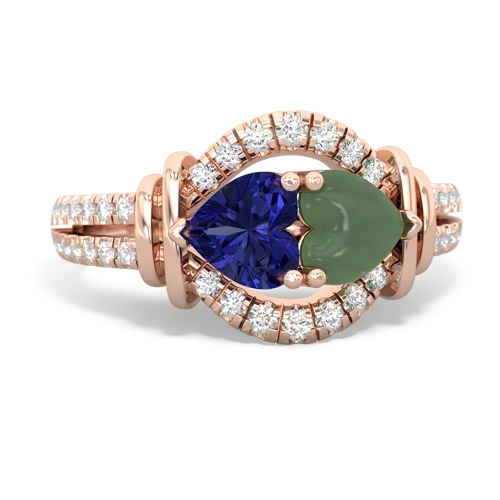 lab sapphire-jade pave keepsake ring