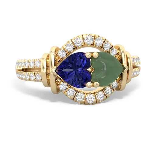 lab sapphire-jade pave keepsake ring