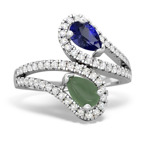 lab sapphire-jade pave swirls ring