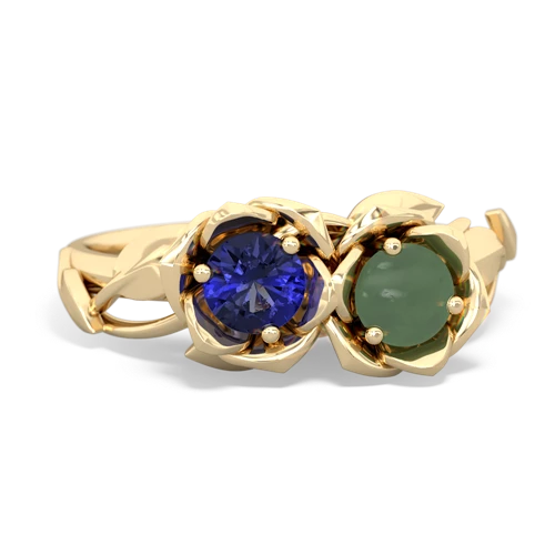 lab sapphire-jade roses ring