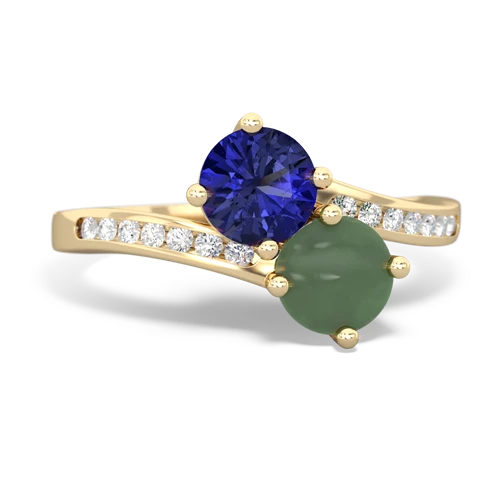 lab sapphire-jade two stone channel ring
