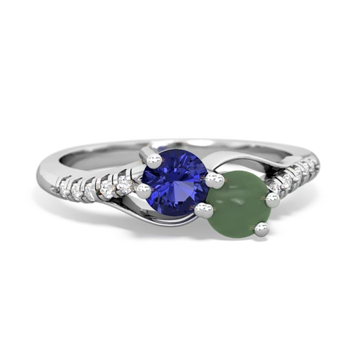 lab sapphire-jade two stone infinity ring