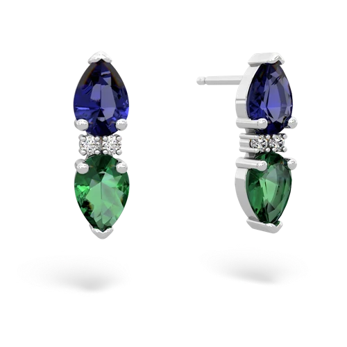lab sapphire-lab emerald bowtie earrings