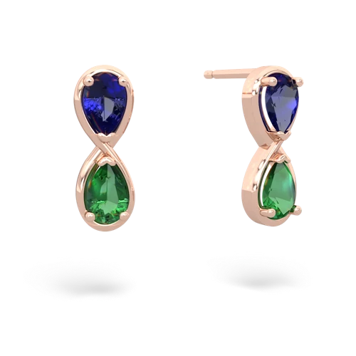 lab sapphire-lab emerald infinity earrings