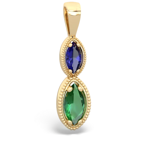 Lab Sapphire Lab Created Sapphire with Lab Created Emerald Antique-style Halo pendant Pendant