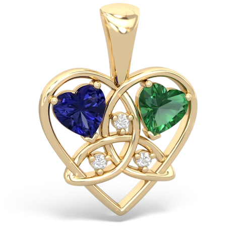 lab sapphire-lab emerald celtic heart pendant
