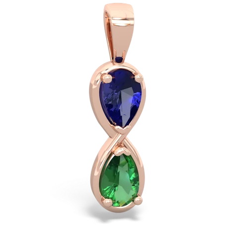 lab sapphire-lab emerald infinity pendant