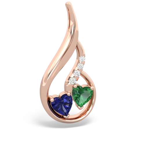 lab sapphire-lab emerald keepsake swirl pendant