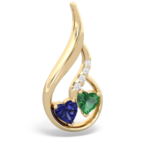 Lab Sapphire Lab Created Sapphire with Lab Created Emerald Keepsake Curves pendant Pendant