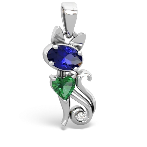 Lab Sapphire Lab Created Sapphire with Lab Created Emerald Kitten pendant Pendant