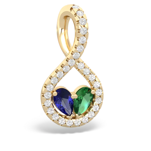 lab sapphire-lab emerald pave twist pendant