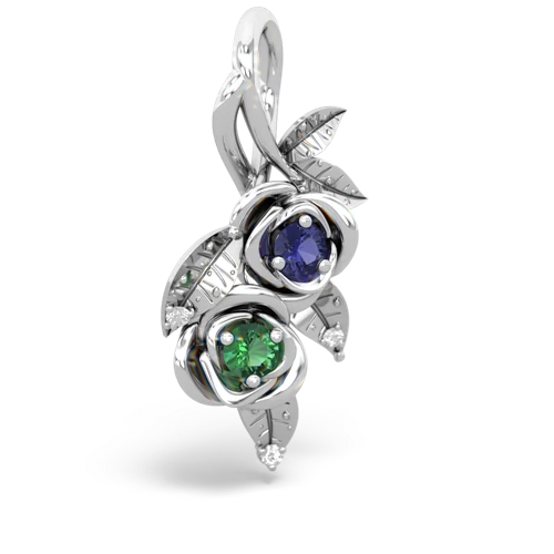Lab Sapphire Lab Created Sapphire with Lab Created Emerald Rose Vine pendant Pendant