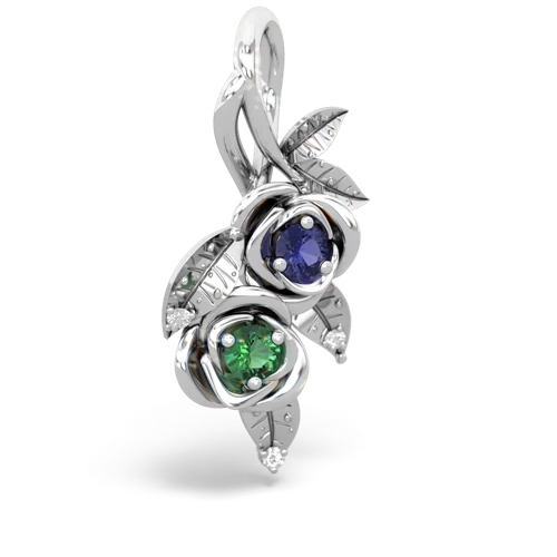 lab sapphire-lab emerald rose vine pendant