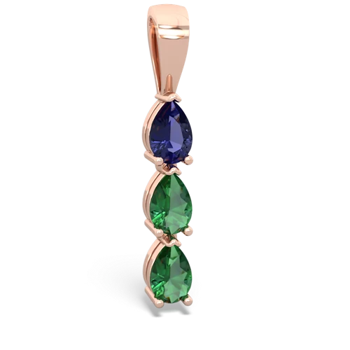 lab sapphire-lab emerald three stone pendant