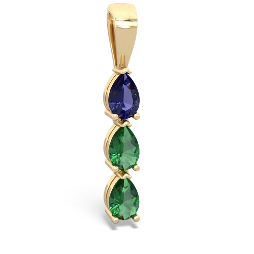 Lab Sapphire Lab Created Sapphire with Lab Created Emerald and Genuine Black Onyx Three Stone pendant Pendant