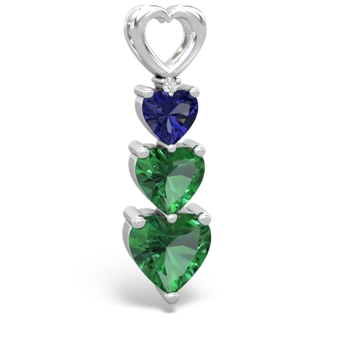 lab sapphire-lab emerald three stone pendant