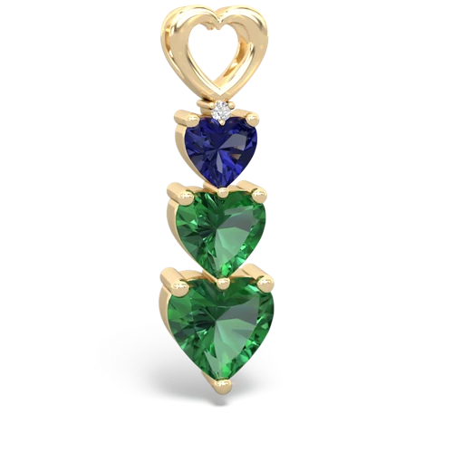 Lab Sapphire Lab Created Sapphire with Lab Created Emerald and Lab Created Emerald Past Present Future pendant Pendant