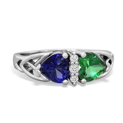Lab Sapphire Lab Created Sapphire with Lab Created Emerald Celtic Trinity Knot ring Ring