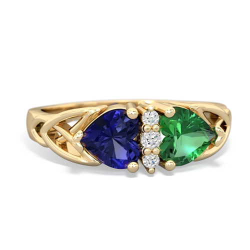 Lab Sapphire Lab Created Sapphire with Lab Created Emerald Celtic Trinity Knot ring Ring