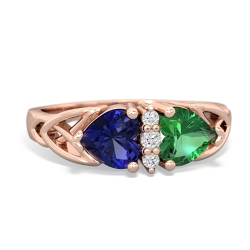 lab sapphire-lab emerald celtic ring