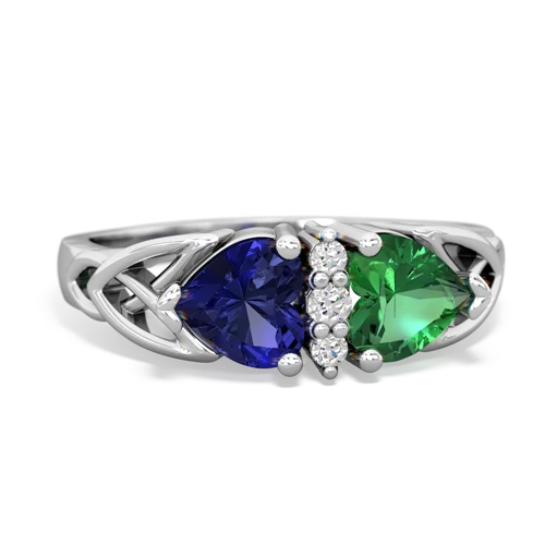 lab sapphire-lab emerald celtic ring