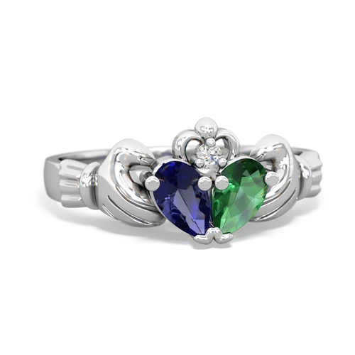 Lab Sapphire Lab Created Sapphire with Lab Created Emerald Claddagh ring Ring