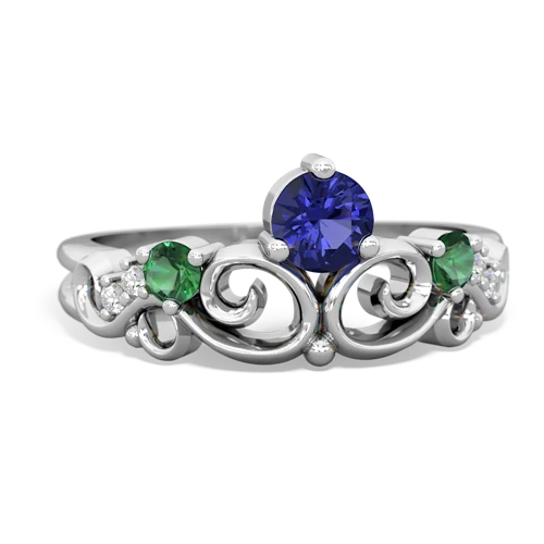 Lab Sapphire Lab Created Sapphire with Lab Created Emerald and  Crown Keepsake ring Ring