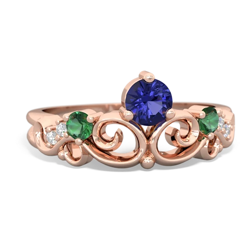 lab sapphire-lab emerald crown keepsake ring