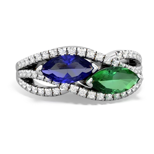 Lab Sapphire Lab Created Sapphire with Lab Created Emerald Diamond Rivers ring Ring