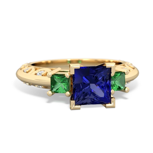 Lab Sapphire Lab Created Sapphire with Lab Created Emerald and  Art Deco ring Ring