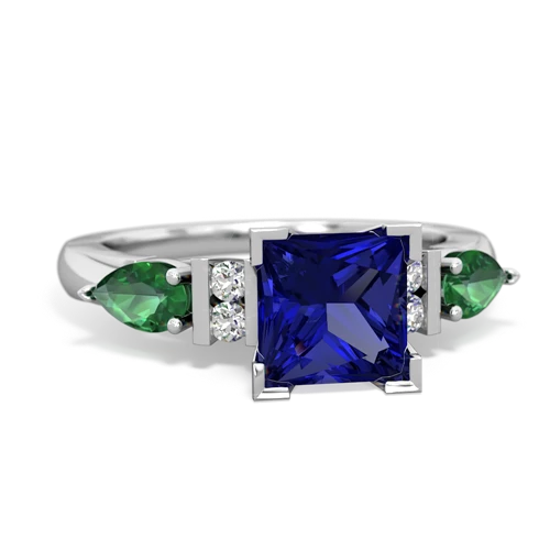 lab sapphire-lab emerald engagement ring