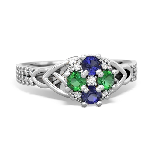 Lab Sapphire Lab Created Sapphire with Lab Created Emerald Celtic Knot Engagement ring Ring