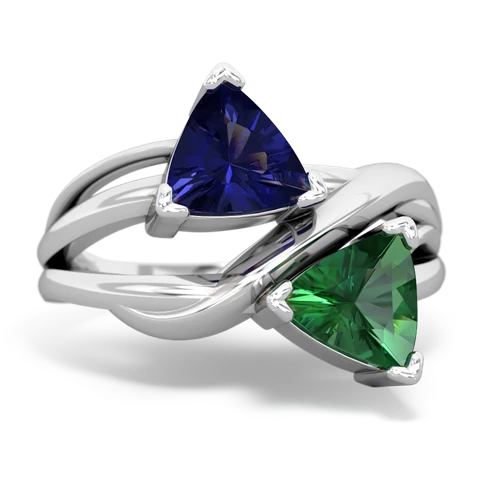 lab sapphire-lab emerald filligree ring