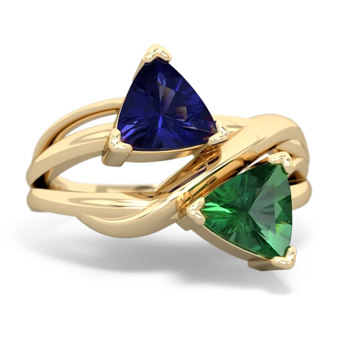 lab sapphire-lab emerald filligree ring