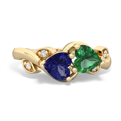 Lab Sapphire Lab Created Sapphire with Lab Created Emerald Floral Elegance ring Ring