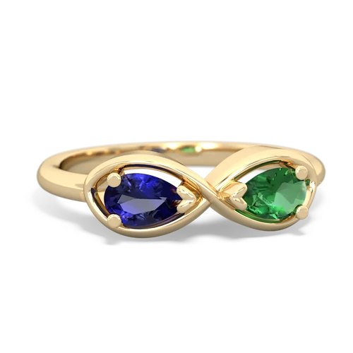 lab sapphire-lab emerald infinity ring